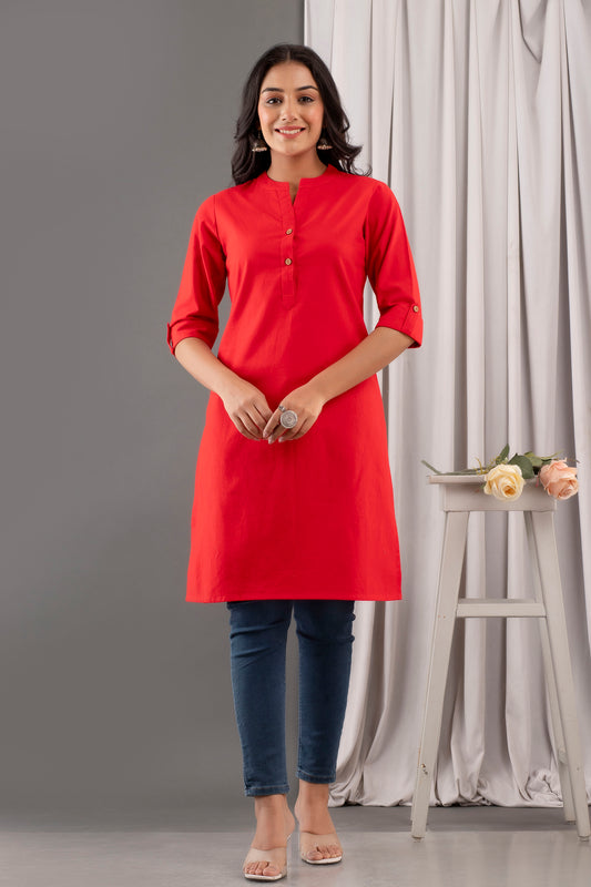 Red Plain Kurta For Women Online