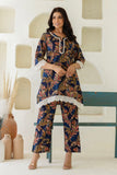 Azura - Blue Cotton A-line Kurti with Wide Pants Coord Set Azura - Blue Cotton A-line Kurti with Wide Pants Coord Set