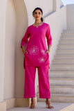 Celia - Pink Cotton Flex Solid Embroidered Coord Set Celia - Pink Cotton Flex Solid Embroidered Coord Set