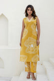 Mustard Yellow Embellished Straight Kurta with Trousers Coord Set Mustard Yellow Embellished Straight Kurta with Trousers Coord Set