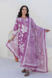 Purple Floral Print Plackett Highlight Collar Kurta Set with Trousers and Dupatta Purple Floral Print Plackett Highlight Collar Kurta Set with Trousers and Dupatta