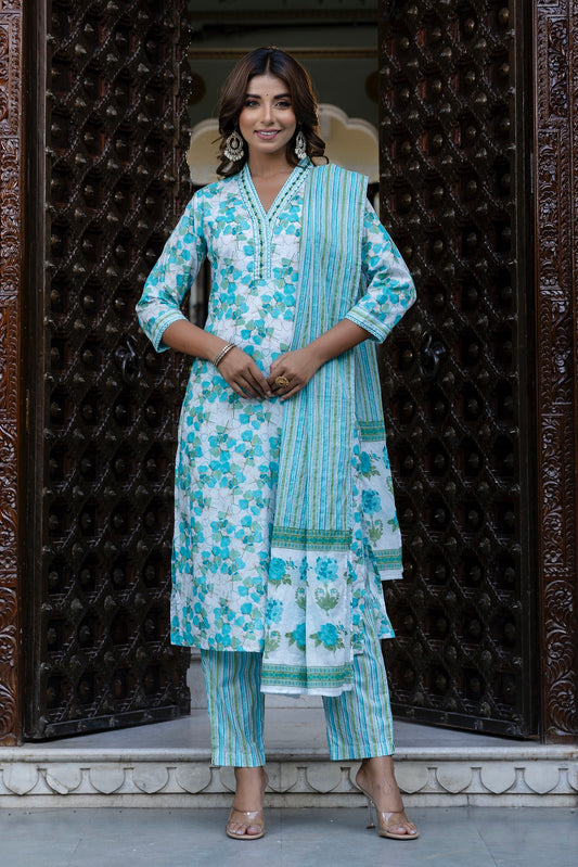 Blue Cotton Kurta Set