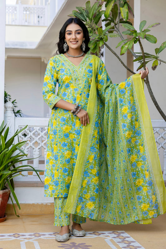 Green Straight Kurta Set