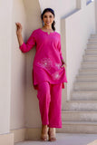 Celia - Pink Cotton Flex Solid Embroidered Coord Set Celia - Pink Cotton Flex Solid Embroidered Coord Set