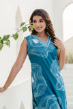 Turquoise Blue Embellished Straight Kurta with Trousers Coord Set Turquoise Blue Embellished Straight Kurta with Trousers Coord Set