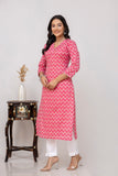 Pink Printed Cotton Kurta Pink Printed Cotton Kurta