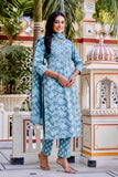 Sea Green Threadwork Highlight Cotton Kurta Set with Trousers and Dupatta Sea Green Threadwork Highlight Cotton Kurta Set with Trousers and Dupatta