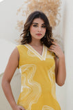 Mustard Yellow Embellished Straight Kurta with Trousers Coord Set Mustard Yellow Embellished Straight Kurta with Trousers Coord Set