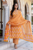 Deep Yellow Collar Neck Cotton Kurta Set with Trousers and Dupatta Deep Yellow Collar Neck Cotton Kurta Set with Trousers and Dupatta