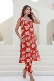 Rust Embellished Straight Kurta with Trousers Coord Set Rust Embellished Straight Kurta with Trousers Coord Set