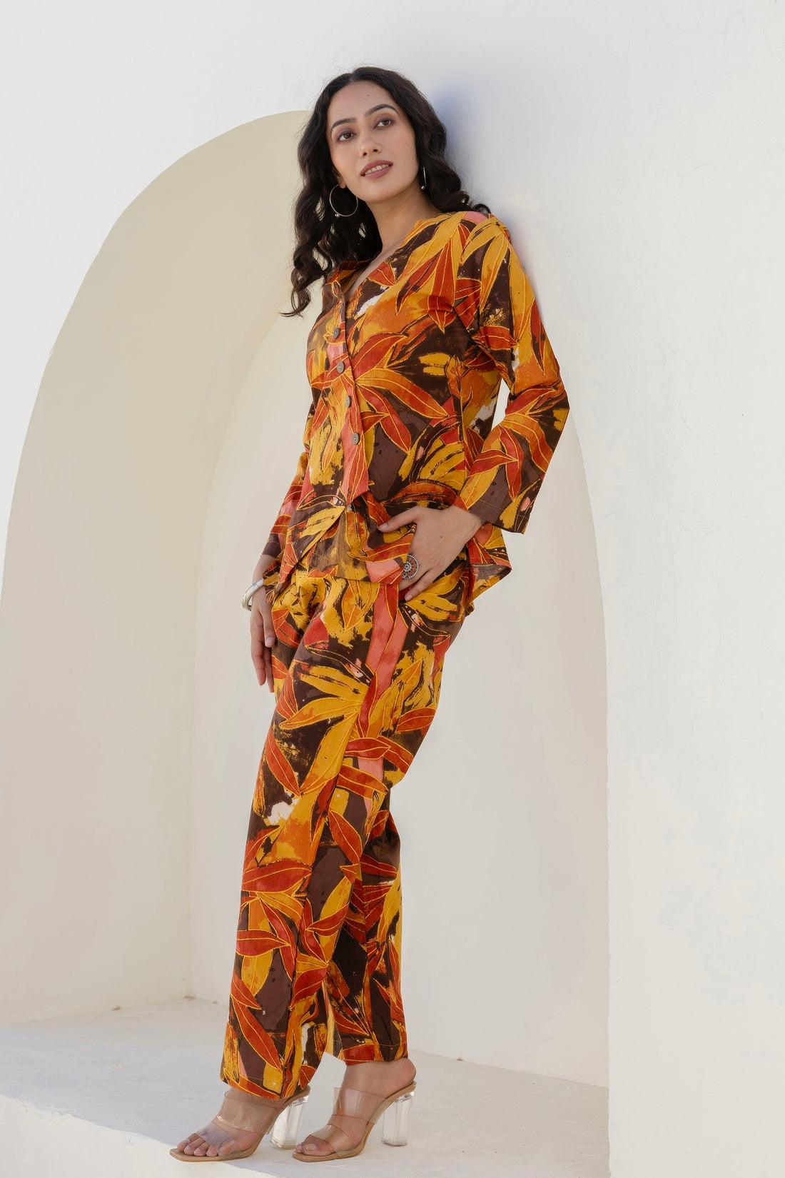 Leona - Rust Brown Assymetric Top with Wide Pants Coord Set Leona - Rust Brown Assymetric Top with Wide Pants Coord Set