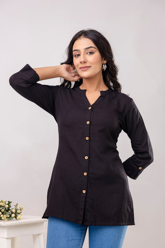 Black Straight Plain Kurti