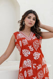 Rust Embellished Straight Kurta with Trousers Coord Set Rust Embellished Straight Kurta with Trousers Coord Set