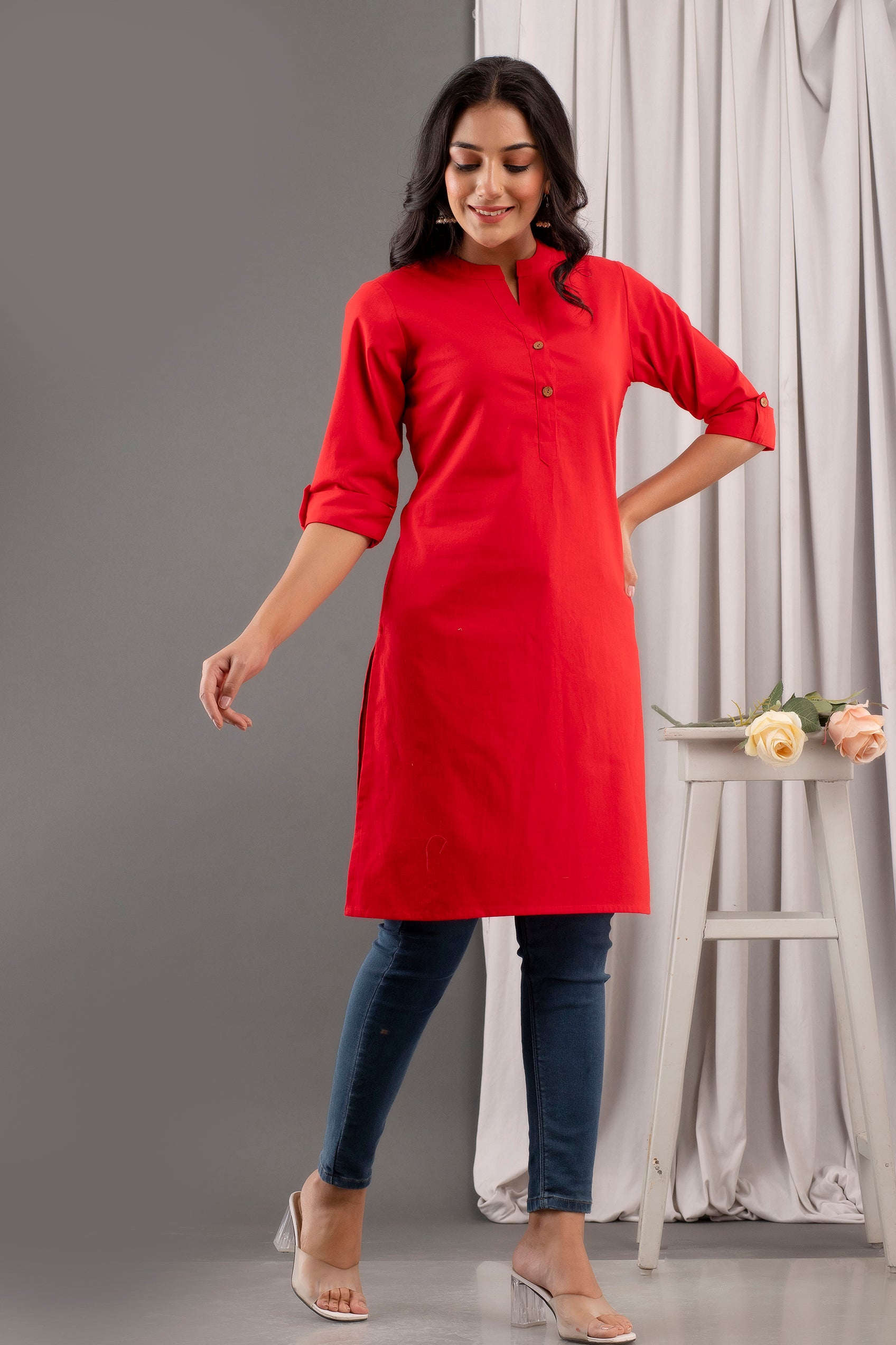 Red Plain Kurta For Women Online Red Plain Kurta For Women Online