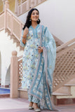 Pastel Blue Collar Neck Floral Kurta Set with Trousers and Dupatta Pastel Blue Collar Neck Floral Kurta Set with Trousers and Dupatta