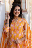 Deep Yellow Collar Neck Cotton Kurta Set with Trousers and Dupatta Deep Yellow Collar Neck Cotton Kurta Set with Trousers and Dupatta