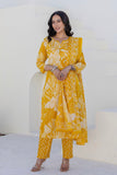 Mustard Yellow Pearl Highlight Cotton Kurta Set with Trousers and Dupatta Mustard Yellow Pearl Highlight Cotton Kurta Set with Trousers and Dupatta
