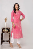 Pink Printed Cotton Kurta Pink Printed Cotton Kurta