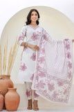 White and Pink Floral Cotton Kurta Set with Trousers and Dupatta White and Pink Floral Cotton Kurta Set with Trousers and Dupatta