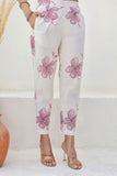White and Pink Floral Cotton Kurta Set with Trousers and Dupatta White and Pink Floral Cotton Kurta Set with Trousers and Dupatta