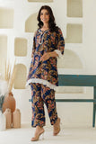 Azura - Blue Cotton A-line Kurti with Wide Pants Coord Set Azura - Blue Cotton A-line Kurti with Wide Pants Coord Set
