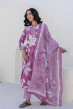 Purple Floral Print Plackett Highlight Collar Kurta Set with Trousers and Dupatta Purple Floral Print Plackett Highlight Collar Kurta Set with Trousers and Dupatta