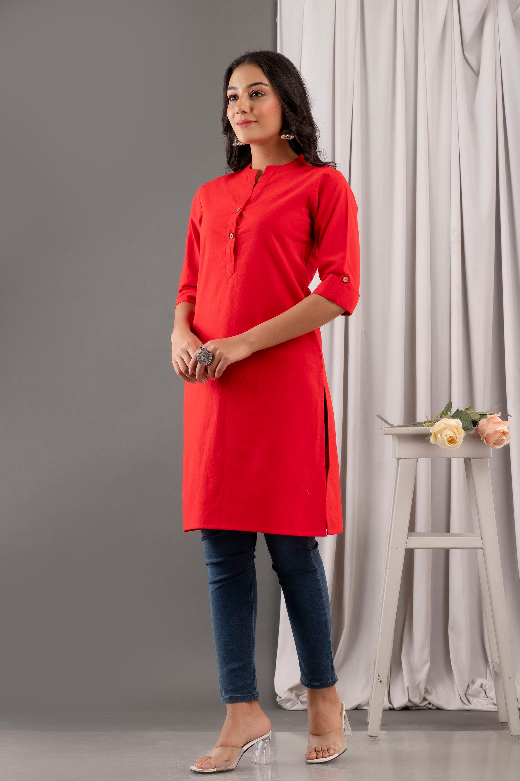 Red Plain Kurta For Women Online Red Plain Kurta For Women Online