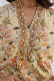 Pastel Yellow Collar Neck Floral Kurta Set with Trousers and Dupatta Pastel Yellow Collar Neck Floral Kurta Set with Trousers and Dupatta
