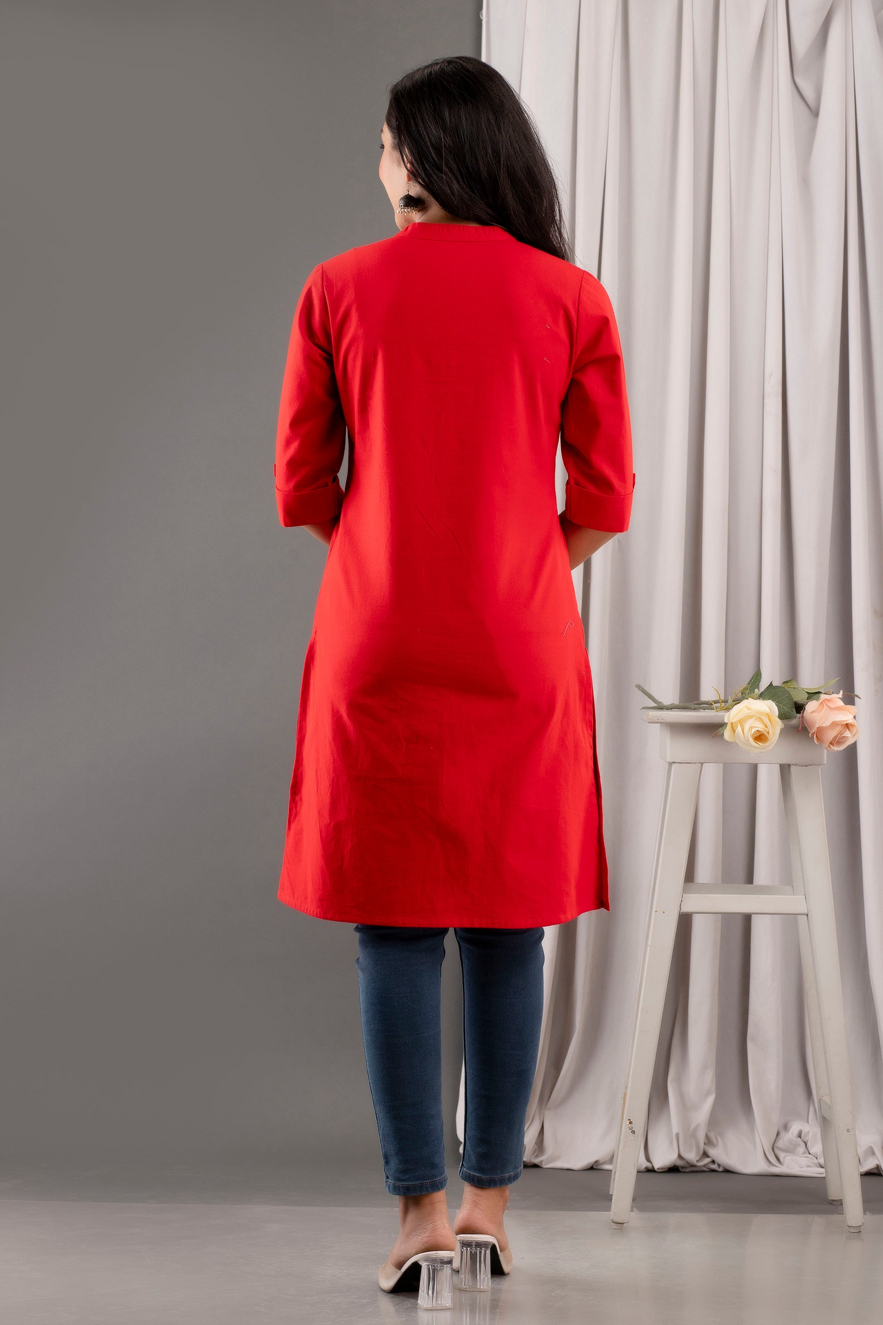 Red Plain Kurta For Women Online Red Plain Kurta For Women Online