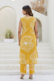Mustard Yellow Embellished Straight Kurta with Trousers Coord Set Mustard Yellow Embellished Straight Kurta with Trousers Coord Set