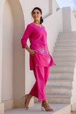 Celia - Pink Cotton Flex Solid Embroidered Coord Set Celia - Pink Cotton Flex Solid Embroidered Coord Set