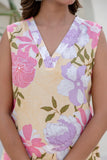 Pastel Yellow Threadwork Straight Kurta with Trousers Coord Set Pastel Yellow Threadwork Straight Kurta with Trousers Coord Set