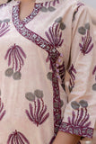 Pink and Cream Angrakha Neckline Kurta Set with Trousers and Dupatta Pink and Cream Angrakha Neckline Kurta Set with Trousers and Dupatta
