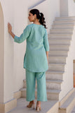 Damaris - Sage Green Cotton Flex Solid Embroidered Coord Set Damaris - Sage Green Cotton Flex Solid Embroidered Coord Set