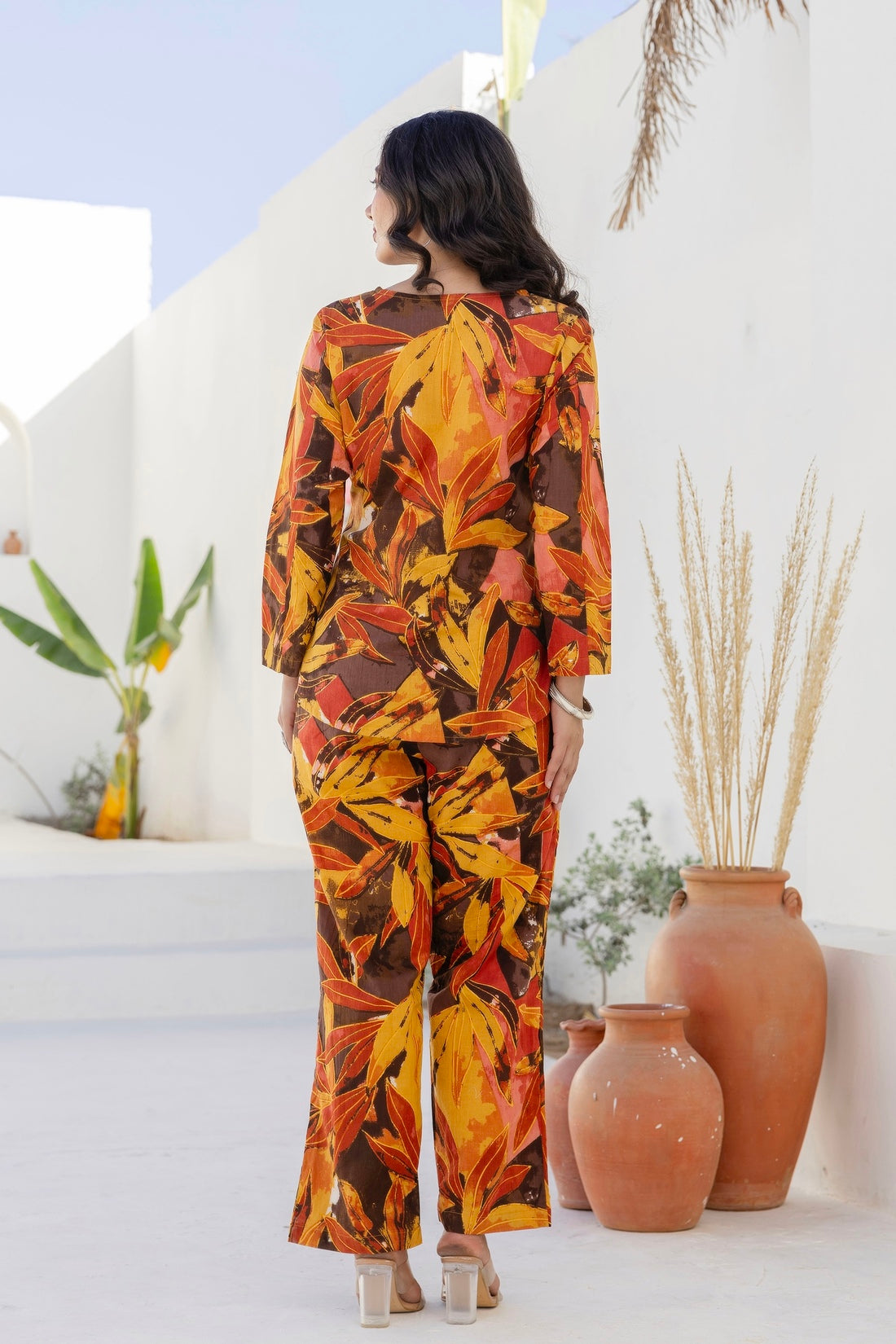 Leona - Rust Brown Assymetric Top with Wide Pants Coord Set Leona - Rust Brown Assymetric Top with Wide Pants Coord Set