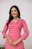 Pink Printed Cotton Kurta Pink Printed Cotton Kurta