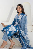 Blue Floral Print Plackett Highlight Collar Kurta Set with Trousers and Dupatta Blue Floral Print Plackett Highlight Collar Kurta Set with Trousers and Dupatta