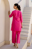 Celia - Pink Cotton Flex Solid Embroidered Coord Set Celia - Pink Cotton Flex Solid Embroidered Coord Set