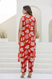 Rust Embellished Straight Kurta with Trousers Coord Set Rust Embellished Straight Kurta with Trousers Coord Set