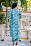 Sea Green Threadwork Highlight Cotton Kurta Set with Trousers and Dupatta Sea Green Threadwork Highlight Cotton Kurta Set with Trousers and Dupatta