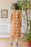 Yellow Stripes with Floral Printed Cotton Kurta Set with Trousers and Dupatta Yellow Stripes with Floral Printed Cotton Kurta Set with Trousers and Dupatta