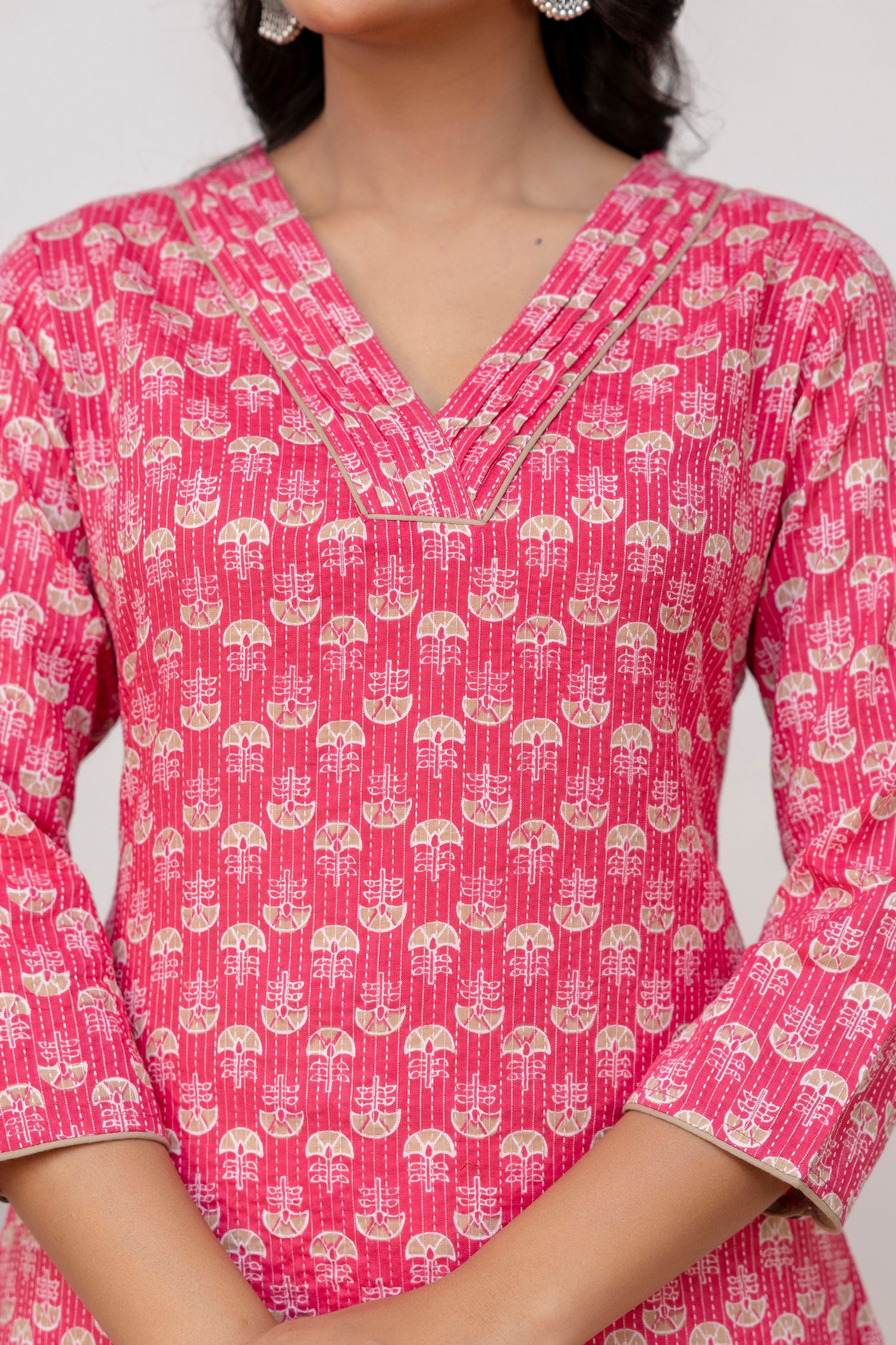Pink Printed Cotton Kurta Pink Printed Cotton Kurta