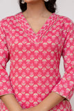Pink Printed Cotton Kurta Pink Printed Cotton Kurta