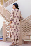 Pink and Cream Angrakha Neckline Kurta Set with Trousers and Dupatta Pink and Cream Angrakha Neckline Kurta Set with Trousers and Dupatta