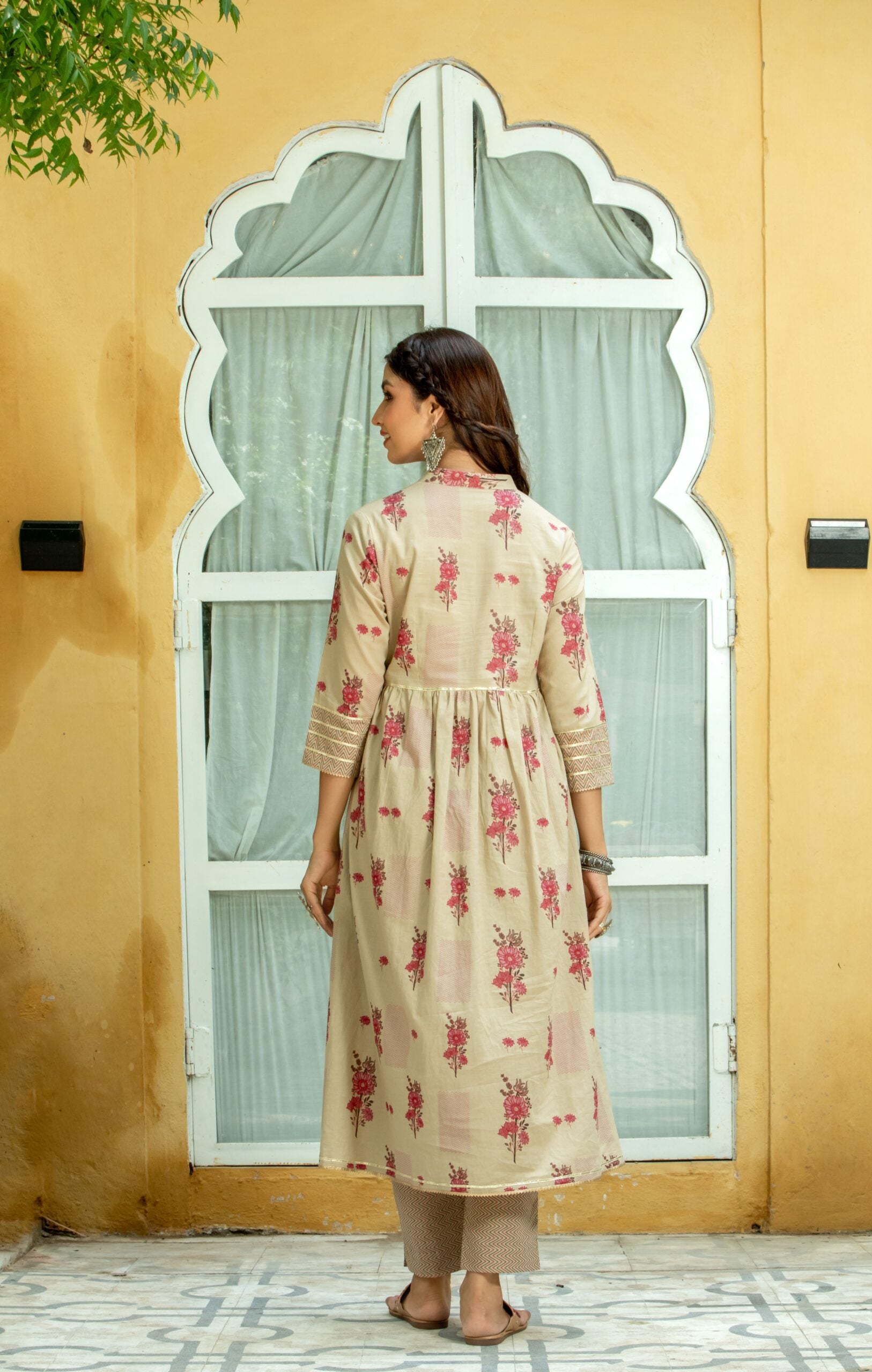 SKin Color Cotton Printed Kurta Set SKin Color Cotton Printed Kurta Set