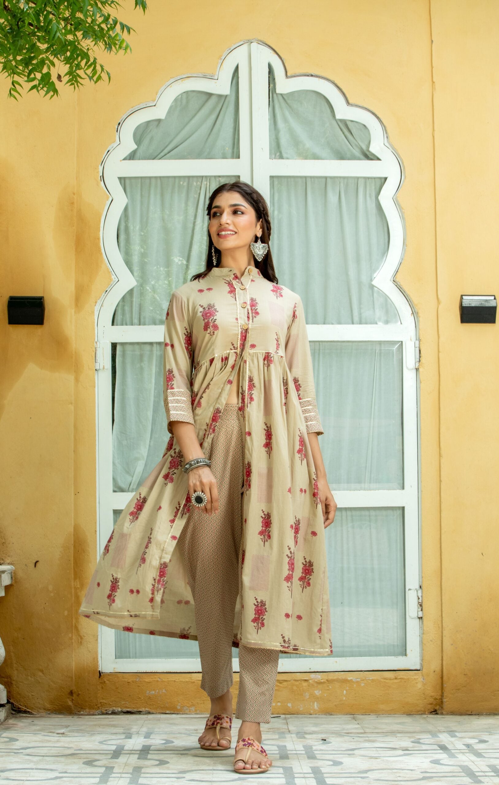 SKin Color Cotton Printed Kurta Set SKin Color Cotton Printed Kurta Set