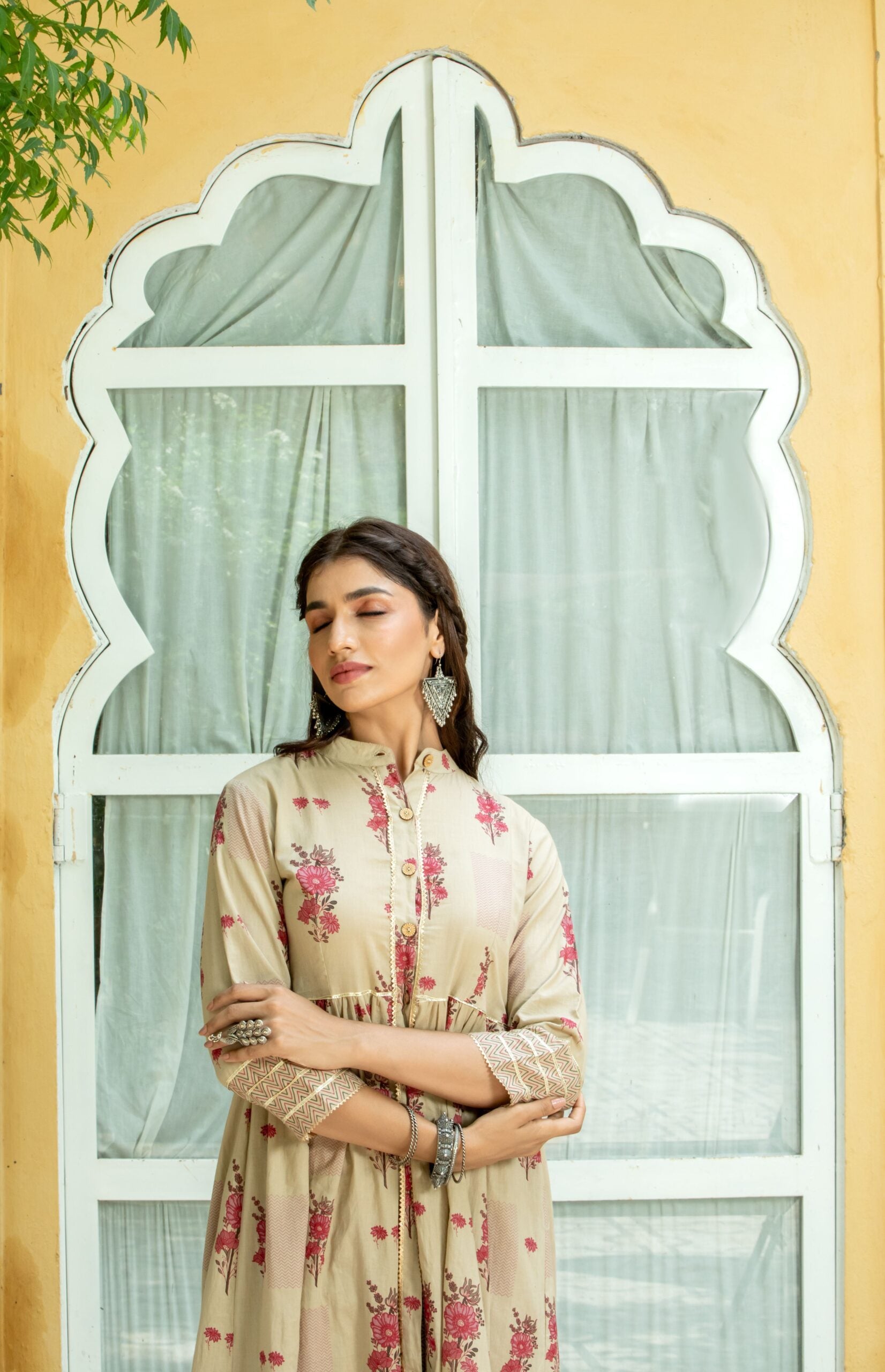 SKin Color Cotton Printed Kurta Set SKin Color Cotton Printed Kurta Set