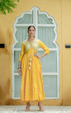 Yellow Leheriya Jacket Style Designer Gown Yellow Leheriya Jacket Style Designer Gown