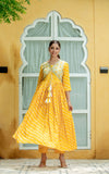 Yellow Leheriya Jacket Style Gown Yellow Leheriya Jacket Style Gown