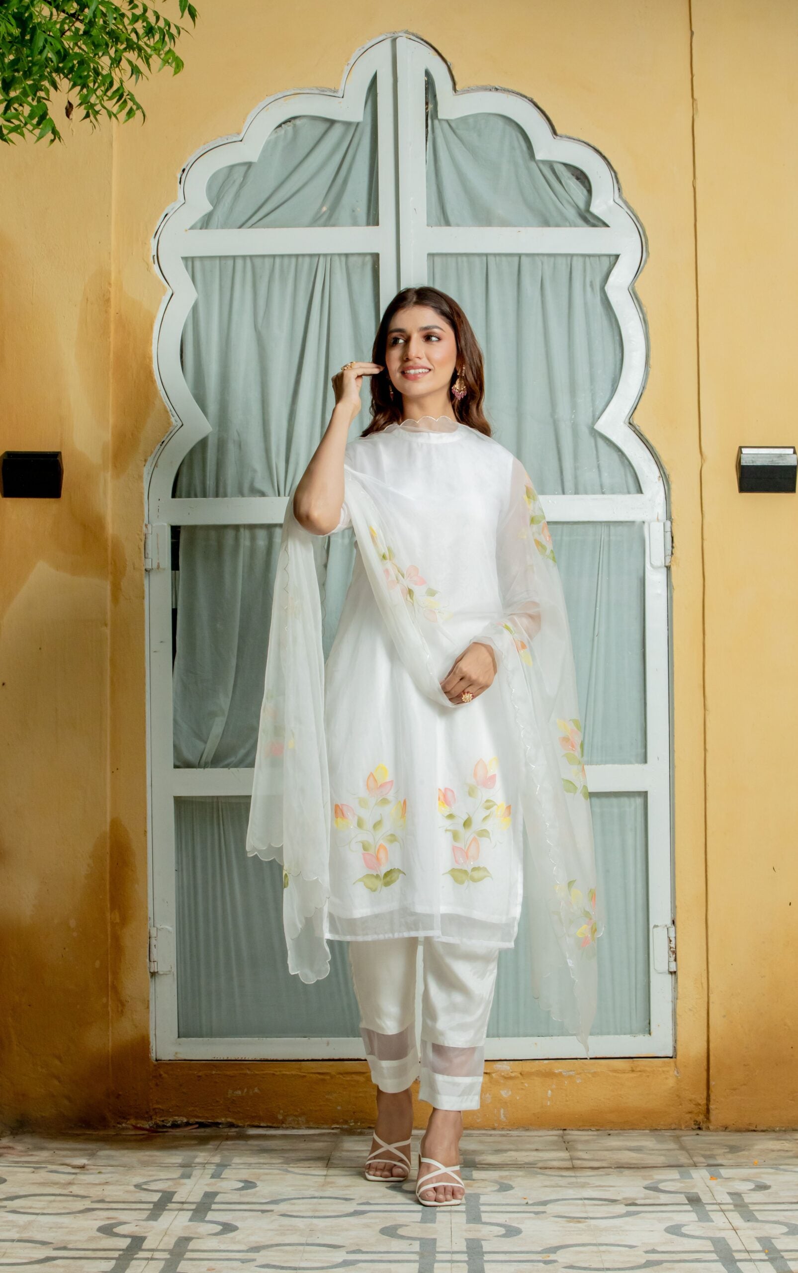 Handpainted Organza Kurta Set Handpainted Organza Kurta Set